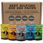 Hunters Beef Snack 20 Pack Variety Beef Biltong, 560g Mixed Flavours - Biltong Bites - Grass Fed Beef Strips - High Protein Snacks - Carnivore Snacks - Low Calorie - Meat Snacks - Beef Jerky