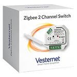 Vesternet Zigbee 2 Channel Switch Module (Neutral Required) | Smart Home Control Dual Output In-Wall Switch Module with Energy Monitoring | Compatible with Home Assistant, SmartThings & Hubitat