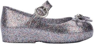 mini melissa Sweet Love BB (Toddler/Little Kid) - Sandals for Kids - Hook-and-Loop Closure - Cushioned Footbed Silver Glitter 11 Little Kid M