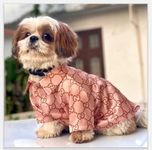 DogsNDude Shirt for Your Pet (Dog,Cat) | Fashion+Casual Wear Dog Clothes | Cotton Dog Shirt | Winter wear Dog Shirt| Pet Etheninc Wear |Cute Print Shirt for Your Furry Babies (S, Brown)