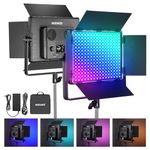 Neewer PL60C RGB LED Panel Video Light APP/2.4G/DMX Control, 60W 23000Lux/0.5m 2500K-10000K RGBCW Pro Photography Studio lighting/18 Scenes/V Battery Powered for Outdoor Filmmaking Streaming, UK Plug