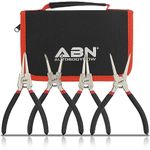 ABN External Internal Heavy Duty Snap Ring Pliers Set - 4pc 7in Straight and Bent Jaw Retaining Ring Pliers Circlip C Clip Removal Tools with .067in Tips