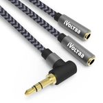 iVoltaa 3.5mm Metal Braided Aux (Auxiliary) to 2X Female Aux Audio Splitter Cable for Tablet - 0.82 Feet (25 Cms) - Space Grey