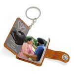 Flashing Click Customizable Leather Mini Photo Album Keychain - with 12 to 23 Photos - Gift Idea for, Birthdays, Anniversaries, Mom, Dad or Special Moments