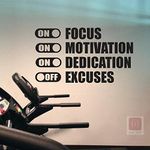 ISEE 360® Gym Stickers for Wall Large Size Focus Motivation Dedication Excuses Sticker for Glass Bedroom Fitness Workout Vinyl Black Decals W x H 22 x 12 inches