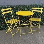 Woodside Outdoor Garden Patio Folding Table & Chair Bistro Set, Powder Coated Steel, 6 Colours Available