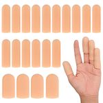 20 PCS Gel Finger Cots, Silicone Finger Protectors, Finger Sleeves for Dry Skin, Rubber Finger Covers for Finger Cracking, Wound, Hand Eczema, Finger Arthritis and More (2 Size, Nude)