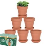 4 Inch Terra Cotta Pots with Saucer - 6 Pack Clay Flower Pots with Drainage, Great for Plants, Crafts, Wedding Favor (4 inch)