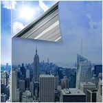 CottonColors Window Film One Way Daytime Privacy Window Tinting Static Cling Mirror Glass Sun Blocking Heat Control Anti UV Window Cover for Home,Silver,44.5x200CM