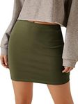 Verdusa Women's Basic High Waist Bodycon Pencil Mini Skirt Army Green L