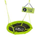 HUDORA Nest Swing 110 - Green/orange swing for up to 100kg - Suspended swing with 110cm diameter for indoor & outdoor - Height-Adjustable Family Swing for Kids & Adults