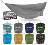 Kammok: Roo Double Hammock | Made from Strong & 100% Recycled Water Resistant Ripstop Fabric | Comfortable, Packable, Lightweight (Lifetime Adventure Grade Warranty), Granite Gray