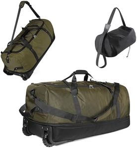 Romatime 110L Expandable 140L Soft-Sided Rolling Duffle Bag, Foldable Extra Large Sport Bag with 2-Inline Wheels, Army Green