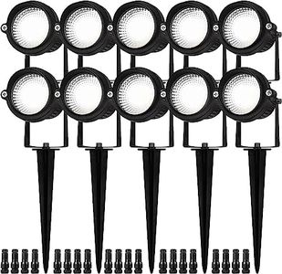 EAGLOD 5W Low Voltage LED Landscape Lights with Connectors,12V~24V Outdoor Spotlight 5000K Daylight Waterproof for Yard Landscape Lighting,Tree Flag Spotlights,Garden Path Lights with Spike (10Pack)