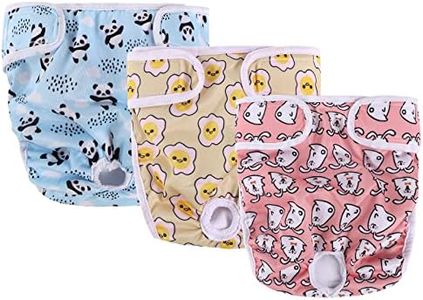 vsshe Reusable Dog Diapers, 3 Pack Super Absorbent Washable Female Dog Diapers, Comfortable Eco-Friendly Pet Diapers Sanitary Panties, Incontinence Dog Nappy Pants for Small/Medium/Large Dogs(L)
