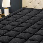 HYLEORY Full XL Mattress Pad Quilted Fitted Mattress Protector Cooling Pillow Top Mattress Cover Breathable Fluffy Soft Mattress Topper with 8-21" Deep Pocket, Black
