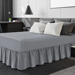 Linen Home Extra Deep Frilled Fitted Valance Sheet Double Bed Skirt Fitted Valance Sheets, Microfibre Soft Brushed, Easy Care Non Iron (Double, Grey)