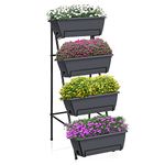 OYEAL Raised Garden Bed 4 Tier Vertical Garden Planter Indoor Outdoor Raised Planter Box with Legs Elevated Herb Garden Planter for Flowers Vegetables Plants, Grey