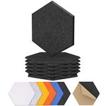 12 Pack Hexagon Acoustic Panels Self-adhesive, TONOR 30x26x0,9cm High Density Sound Proof Panels for Walls, Sound Deadening Insulation Treatment Sound Absorbing Padding for Studio, Office, Home, Black