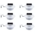 FALOVE Outdoor Solar Gutter LED Lights - White Sun Power Smart Solar Gutter Night Utility Security Light (Round Gutter Light (6pcs))