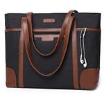 Laptop Bag for Women, Chasechic Water-Resistant Classic Work Tote Shoulder Bag fits 15.6 Inch Laptop with Luggage Strap Brown