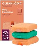Cleanlogic Bath and Body Exfoliating Body Scrubber, Small Exfoliator Tool for Smooth and Softer Skin, Daily Skincare Routine, Assorted Colors, 3 Count Value Pack
