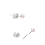 4-5MM Freshwater Cultured Half Round Button Pearls Stud Earrings, Sterling Silver Earrings for Women