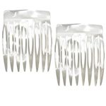 Camila Paris CP3010 French Hair Side Combs Handmade 2 Pack Small Pearl Flexible Durable Cellulose Hair Combs, Strong Hold Hair Clips for Women, No Slip Styling Girls Hair Accessories, Made in France