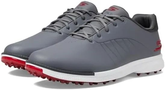 Skechers Men's Tempo Waterproof Golf Shoes Sneaker, Gray/Red, 10.5 Wide