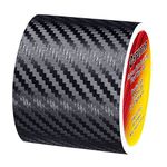 Spurtar Carbon Fiber Vinyl Tape, 2 Inch x 20ft Universal Chrome Black Dry Carbon Fiber Detailing Tape Overlay Wrap Roll DIY 3D Carbon Car Door Edge Guard Protective Anti-Scratch Sticker Guard