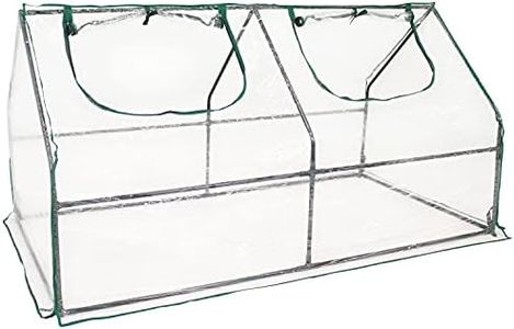 Sunnydaze Mini Cloche Greenhouse with Zipper Doors - Portable Greenhouse with 2 Zippered Doors - Iron Tube Frame with PVC Plastic Cover - Outdoor Mini Greenhouse - Clear