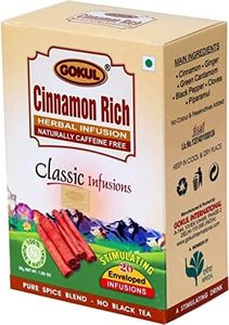 GOKUL-Cinnamon Infusion Green Tea-Caffeine Free, Weight Loss,Boosts Metabolism,Strong Immunity Blended With Antioxidants, Healthy Tea -30 Grams X Pack Of 3, 20 Enveloped Infusions Per Pack