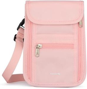 Hanke Passport Holder for Travel, Neck Wallet Travel Pouch for Women and Men, Lightweight Easy to Conceal (Pink)