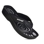 Aerosoft - Glitter Thong Beach Wear - Summer Arch Support Flip Flops for Women, Glitter Black, 7