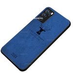 MOBILOVE Deer Pattern Cloth Texture Leather Finish Soft Fabric Case Hybrid Protective Case with Camera Protection for | Oppo Reno 6 5G (Blue)