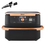 Ninja Foodi FlexDrawer Air Fryer, Tongs, Dual Zone with Removable Divider, Large 10.4L Drawer, 7-in-1, Air-Fryer, Air Fry, Roast, Bake, Crisp, Non-Stick Dishwasher Safe Parts, Black/Copper AF500UKCP