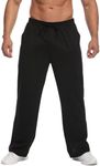 Deyeek Men's Lightweight Sweatpants Open Bottom Loose Fit Sweat Pants for Men Straight Leg Casual Lounge Pants with Pockets Black