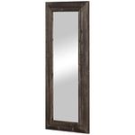 HOMCOM 59" x 23.5" Farmhouse Full Length Mirror, Wall Hang and Leaner Floor Mirror, Vertical and Horizontal, Distressed Wood Framed, for Living Room, Dark Brown