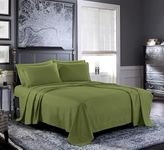 Pure Bedding Bed Sheets - Queen Sheet Set [6-Piece, Olive Green] - Hotel Luxury 1800 Brushed Microfiber - Soft and Breathable - Deep Pocket Fitted Sheet, Flat Sheet, Pillow Cases