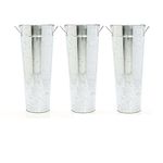 Hosley Set of 3 Galvanized Vase 15 Inch High Ideal for Dried Floral Arrangements for Wedding Gifts Spa and Aromatherapy Settings