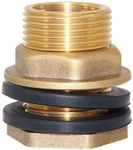 Joywayus 1/2" NPT Female x 3/4" Male Soild Brass Water Tank Connector Theaded Bulkhead Fitting with 2 Rubber Rings Stablizing