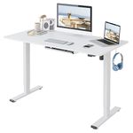 FLEXISPOT Essential Electric Standing Desk Height Adjustable Standing Desk Sit Stand Desk for Home Office (100 * 60cm, White Frame+ White Desktop)