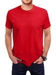 Love My Fashions Men's Round Neck Short Sleeves Plain T-Shirt Red