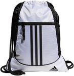 adidas BACKPACK adidas Alliance Sackpack Drawstring Backpack Gym Bag, Team Navy Blue, One Size, White/Black, One Size, Alliance Sackpack (12l) Lightweight Athletic Small Drawstring Team Sports Workout