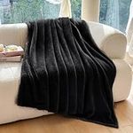 Bucephalus 60"×80" Twin Size Throw Blanket, Lightweight Soft Fleece Blanket for Couch Sofa Bed, 300GSM Microfiber Cozy Throw Blanket, Black