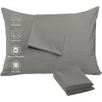 Niagara Cozy Brushed Microfiber Grey 4 Pack Pillow Cases Protectors Zip Queen 20x30 Inches Brushed Dark Gray Extreme Soft Cooling Microfiber Wrinkle Stain, Fade Resistant