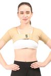 Dermapress Post Surgical Axillary Breast Support with Axillary Compression Band || MODERATE COMPRESSION || Liposuction Compression Garment || Front Hook Adjustment (Small, Beige)