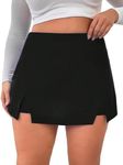 Floerns Women's Plus Size Asymmetrical Skorts High Waisted Skirts Shorts Jet Black 0XL