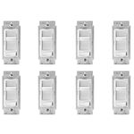 Leviton 6674-P0W SureSlide Universal 150-Watt LED and CFL/600-Watt Incandescent Dimmer, White, 8 Pack