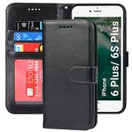 ELTEKER Phone Case Compatible with iPhone 6 Plus/6s Plus Case Wallet,Premium Leather Flip Kickstand Women Wallet Case with Card Holder for iPhone 6 Plus/6s Plus - Black